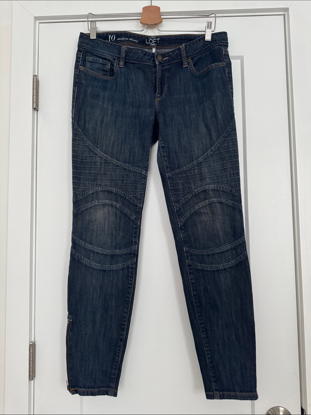 LOFT Women's Dark Indigo Moto Skinny Jeans